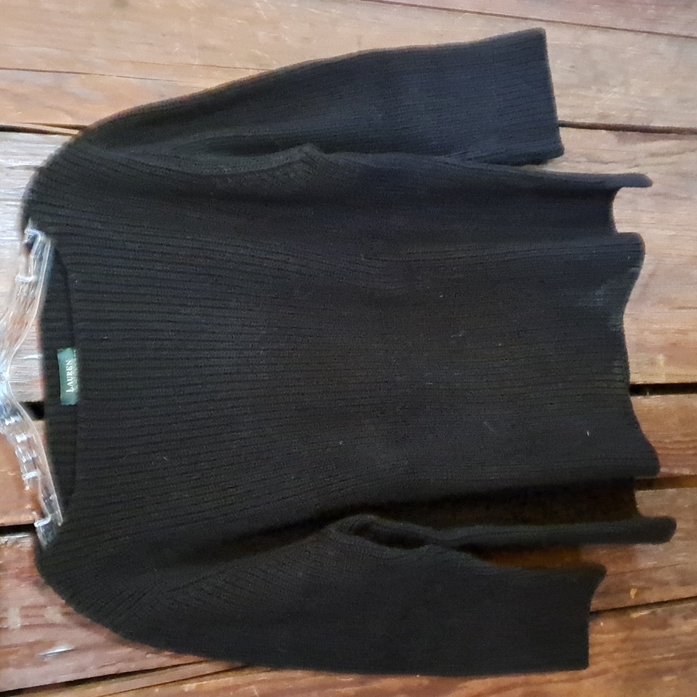 Lauren Ralph Lauren Black L 100% Cotton Pullover Sweater
